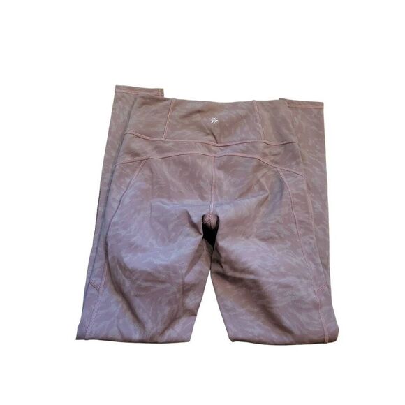 Athleta Rainier Reflective Printed Tight Leggings Brown Zip Pockets Women's XS - Picture 3 of 6